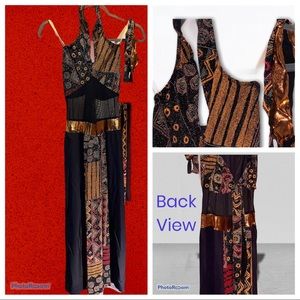 Dance Halter Top w Long Panels Leotard Multi Color